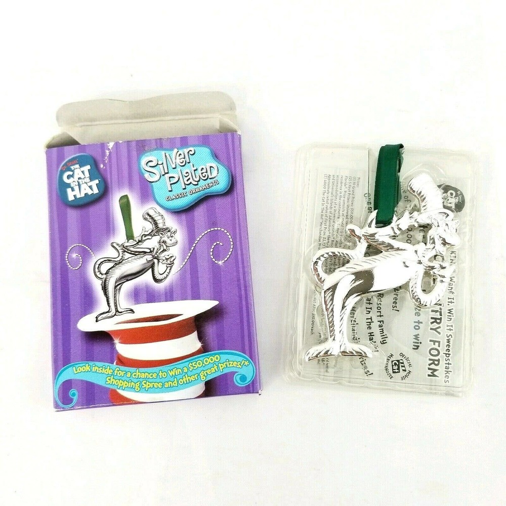 Dr Seuss The Cat in the Hat Ornament Silver Plated
